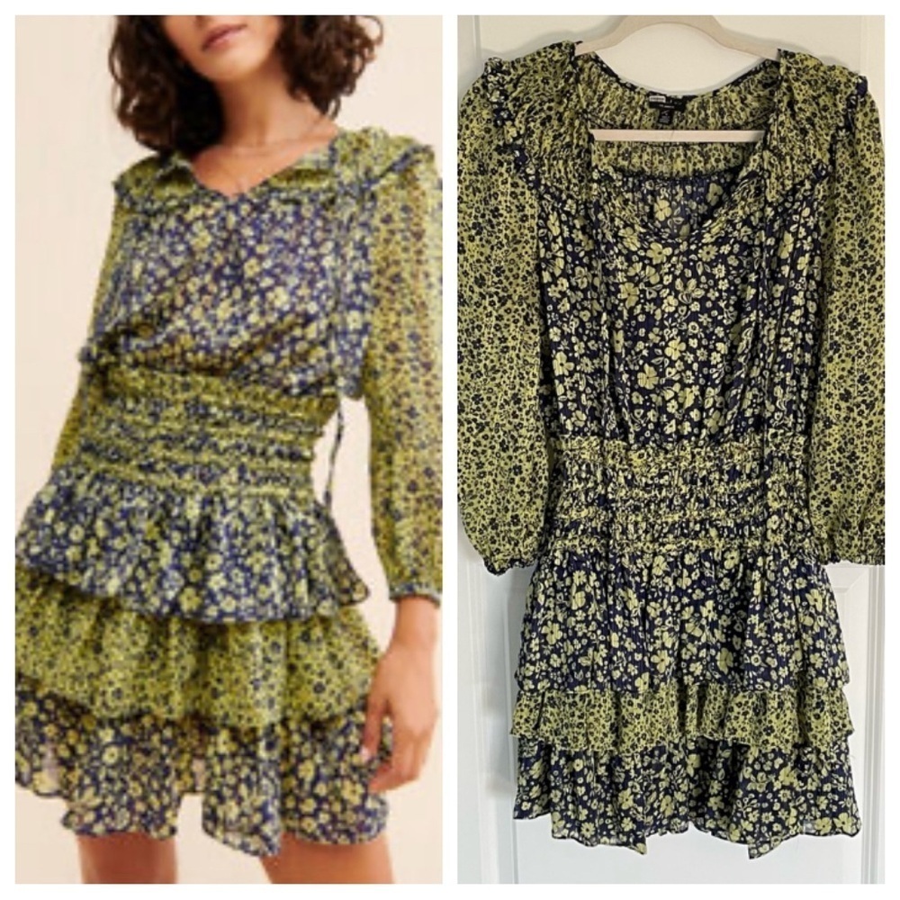 Current Air Zoey mixed floral pattern tiered mini Dress - 35789
